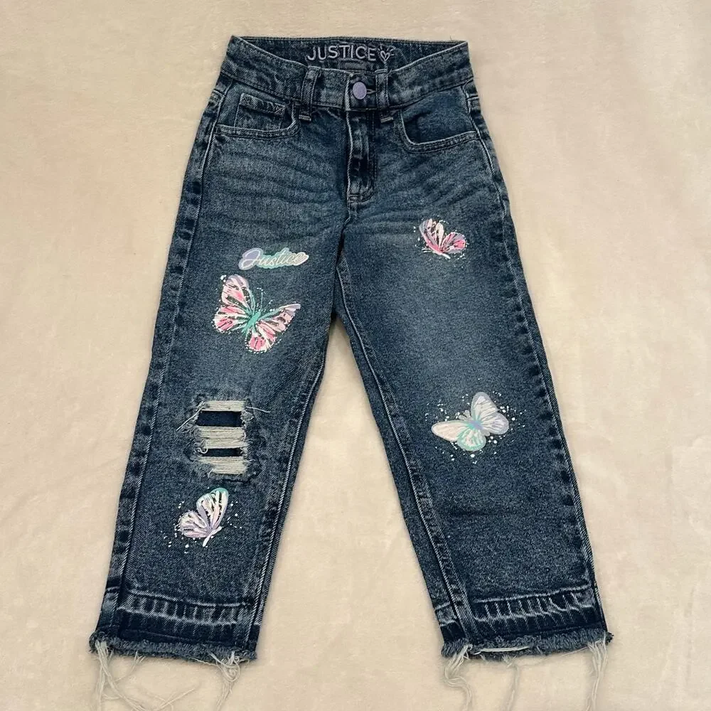 Justice Butterfly Jean sz 7 Girls